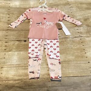 Pink Dog Print Kids Pajamas 2 sets.